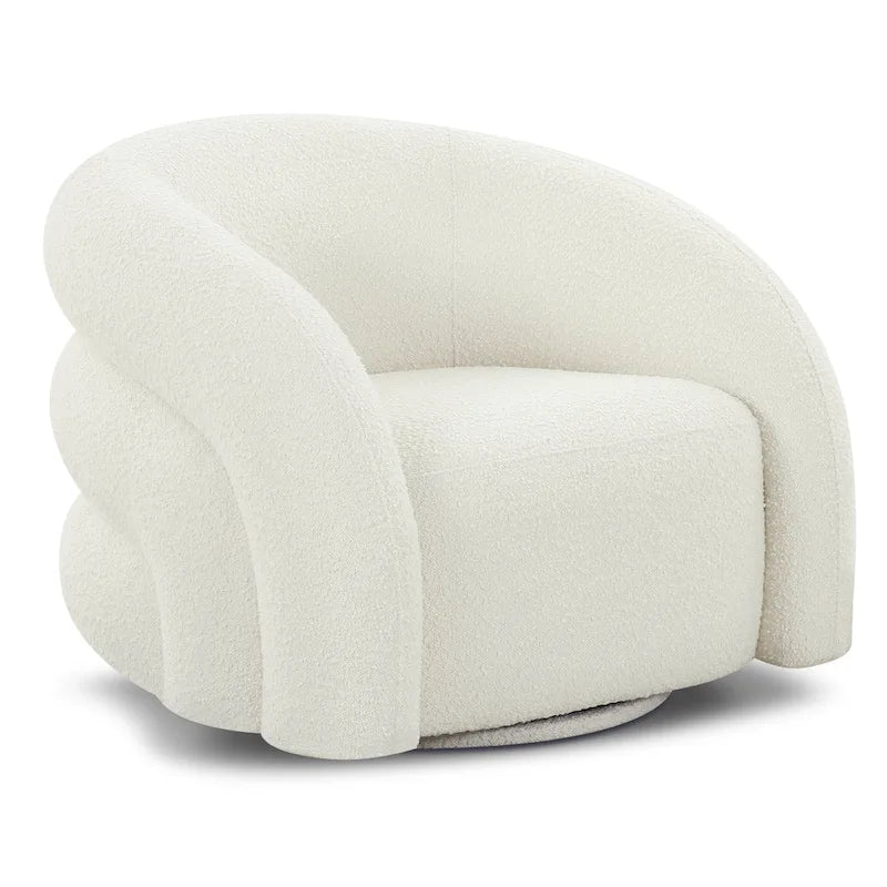 Poltrona girevole bouclé Juniper Green/Ivory White, 1 posto