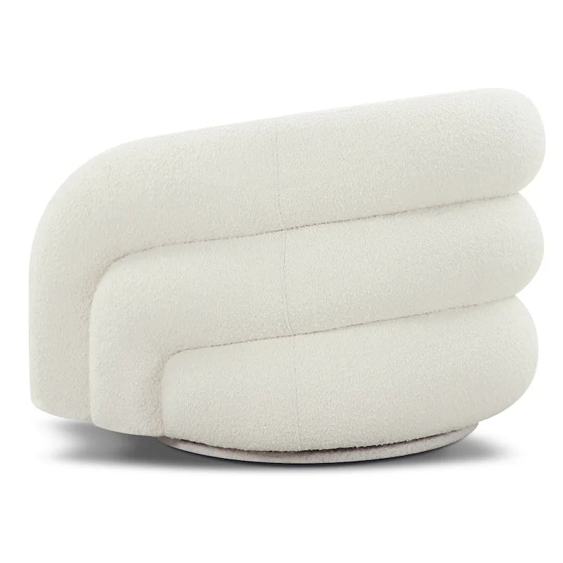 Poltrona girevole bouclé Juniper Green/Ivory White, 1 posto