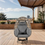 Poltrona a uovo girevole a dondolo in rattan grigio naturale/beige – 1 persona