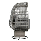Poltrona a uovo girevole a dondolo in rattan grigio naturale/beige – 1 persona