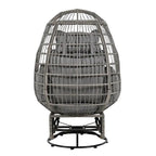 Poltrona a uovo girevole a dondolo in rattan grigio naturale/beige – 1 persona
