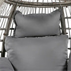 Poltrona a uovo girevole a dondolo in rattan grigio naturale/beige – 1 persona