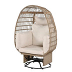 Poltrona a uovo girevole a dondolo in rattan grigio naturale/beige – 1 persona