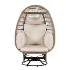 Poltrona a uovo girevole a dondolo in rattan grigio naturale/beige – 1 persona