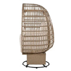 Poltrona a uovo girevole a dondolo in rattan grigio naturale/beige – 1 persona