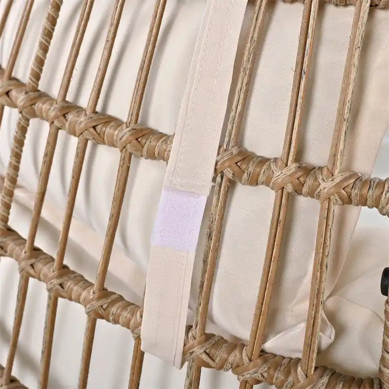 Poltrona a uovo girevole a dondolo in rattan grigio naturale/beige – 1 persona