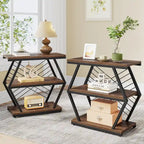 25 End Table 3-Tier Side Table with Metal Frame for Living Room Couch Side, Nightstands Bedsides Table for Bedroom