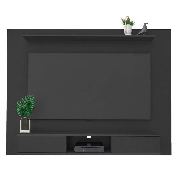 Mobile TV sospeso naturale/bianco/nero con ripiani, si adatta a TV fino a 70"