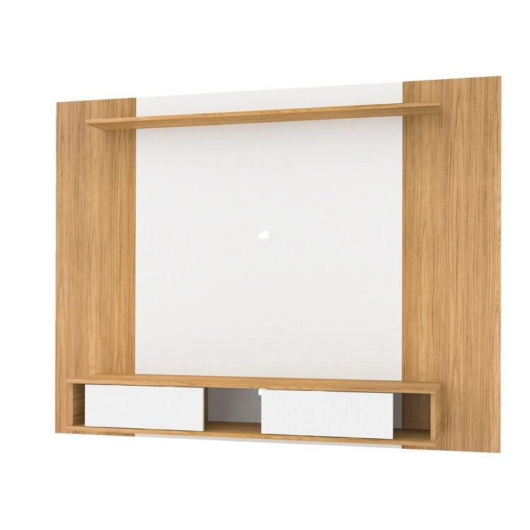 Mobile TV sospeso naturale/bianco/nero con ripiani, si adatta a TV fino a 70"