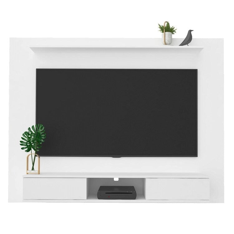 Mobile TV sospeso naturale/bianco/nero con ripiani, si adatta a TV fino a 70"