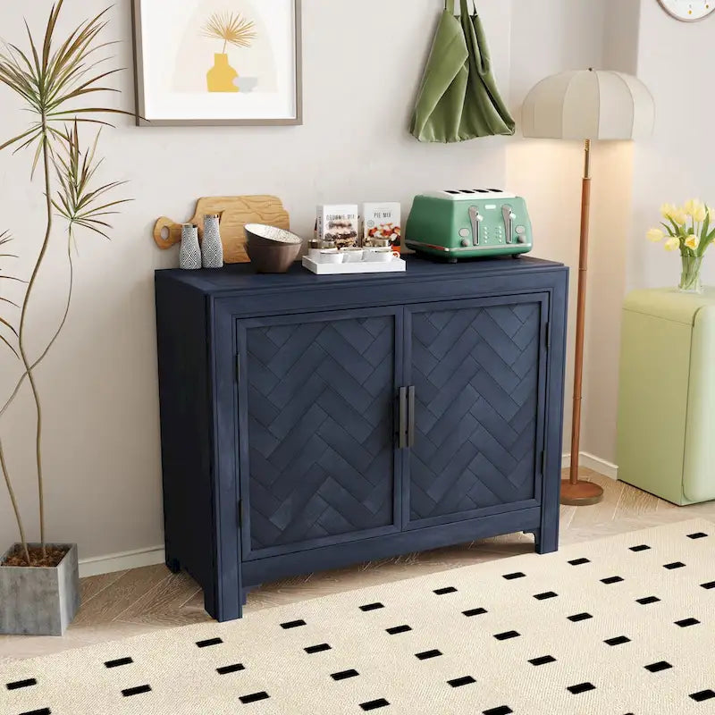 Console a 2 Ante con 2 Ripiani Antico Blu