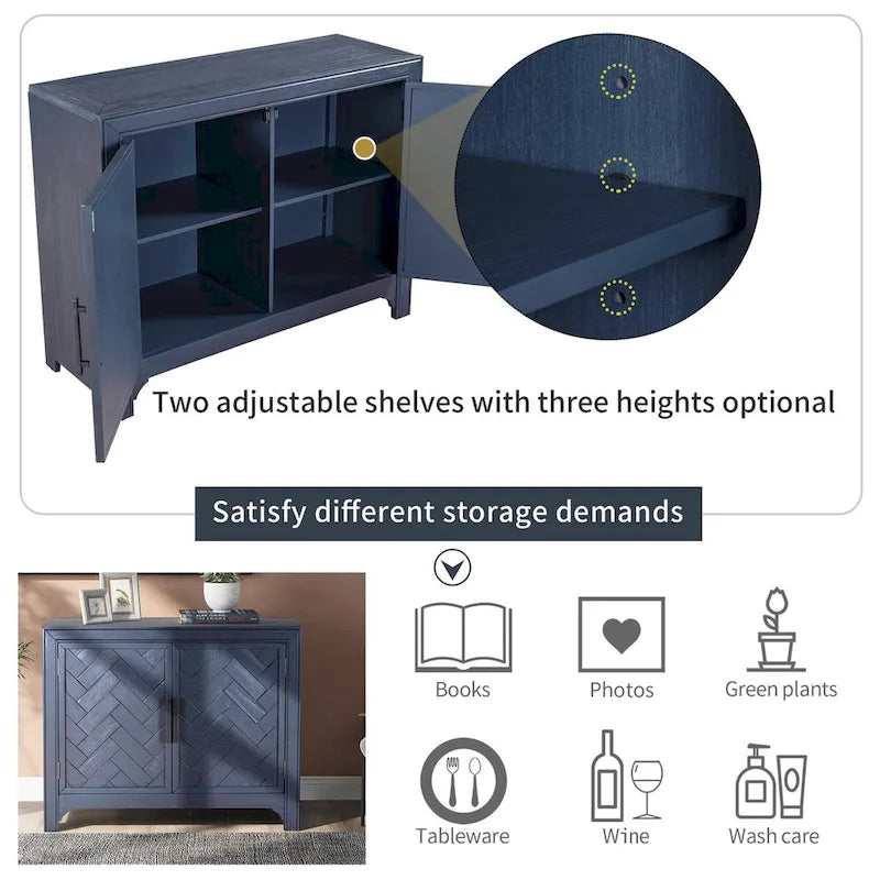 Console a 2 Ante con 2 Ripiani Antico Blu