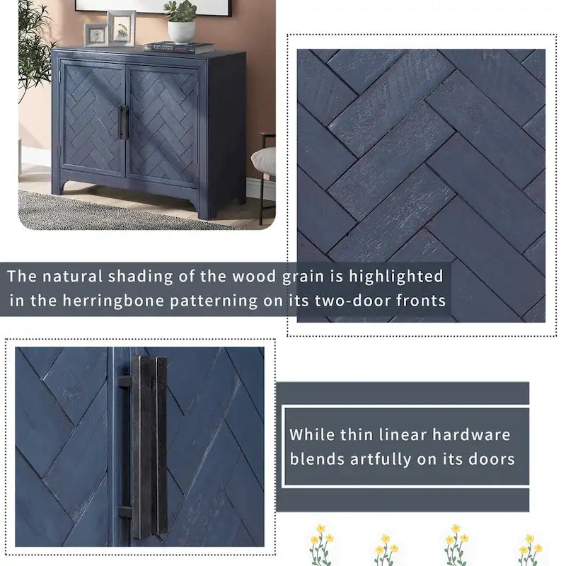 Console a 2 Ante con 2 Ripiani Antico Blu