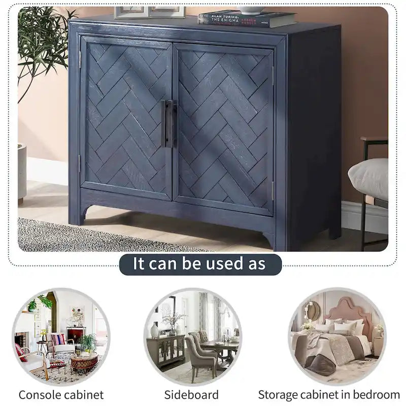 Console a 2 Ante con 2 Ripiani Antico Blu