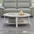 Tavolino ovale bianco con ripiano inferiore, stile contemporaneo