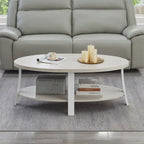 Tavolino ovale bianco con ripiano inferiore, stile contemporaneo