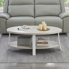 Tavolino ovale bianco con ripiano inferiore, stile contemporaneo