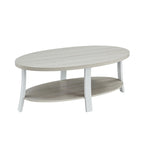 Tavolino ovale bianco con ripiano inferiore, stile contemporaneo