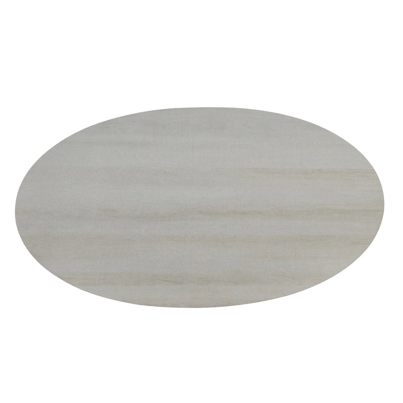 Tavolino ovale bianco con ripiano inferiore, stile contemporaneo